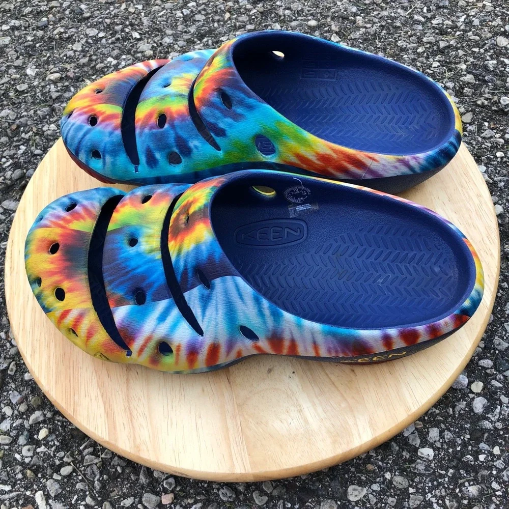KEEN Yogui Arts Clogs Mens 8 Tie Dye Women 10 Jerry Garcia Slip On Slides Hippie - Picture 9 of 12